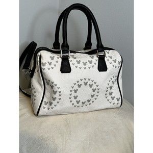 Disney Parks Mickey Icon Embossed Gray Satchel Bag